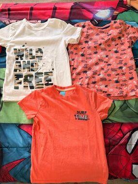 Kids Orange 'Surf Time' Short-Sleeve Tee, Wild and Free Tee, Vacation Tee Kids